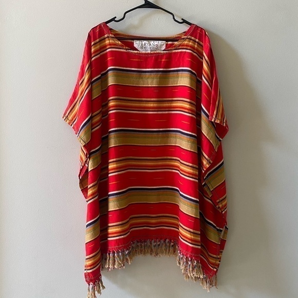NEW Ryan Michael Serape Summer Linen-Blend Poncho | Size L/XL - Picture 13 of 16